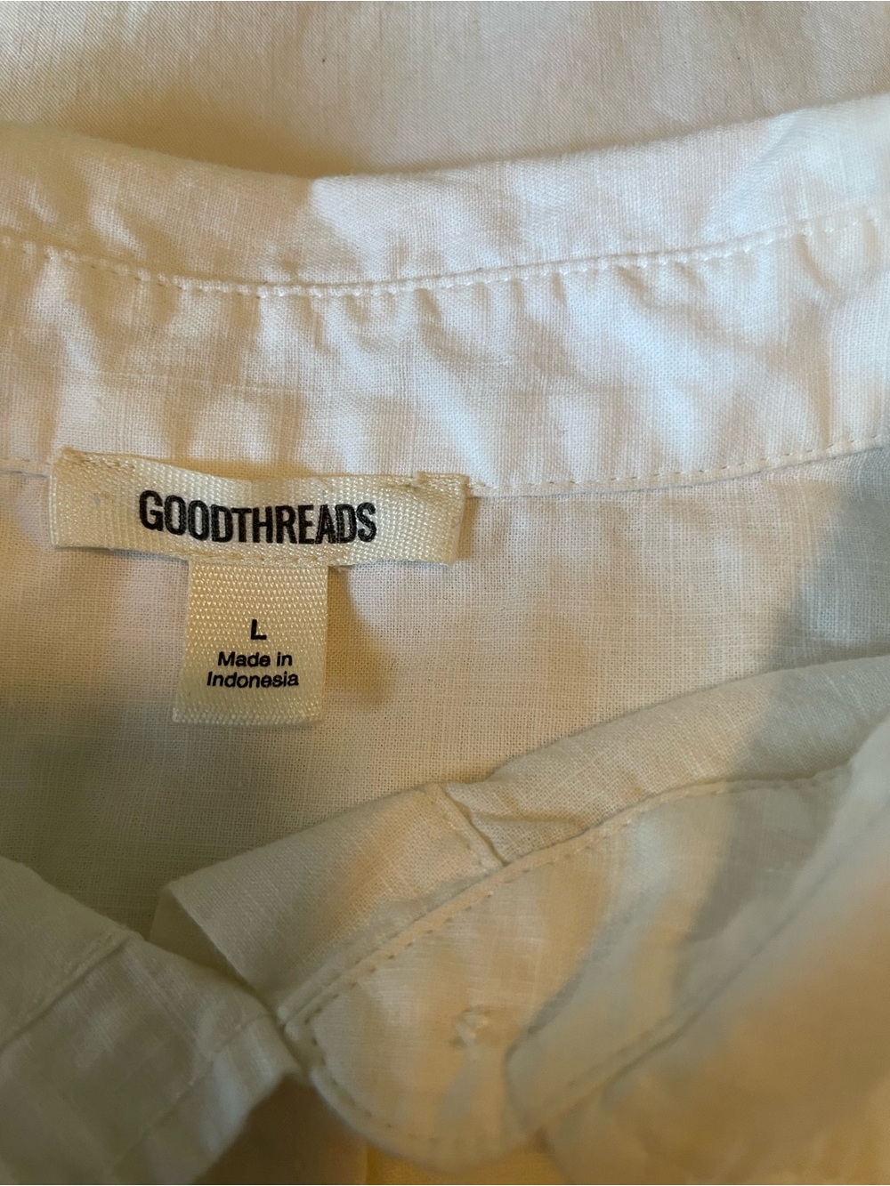 Goodthreads 100% Cotton White Short-Sleeve Button-Front Shirt Size Large - Picture 5 of 5